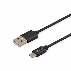Savio CL-129 USB kabelis 2 m USB 2.0 USB A USB C Juoda