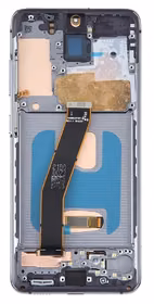 LCD ekranas Samsung G981F/G980F S20 su jutikliniu ekranu ir rėmeliu Cosmic Grey OLED (tikrasis dydis)