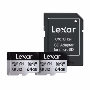 Lexar High-Performance Silver Plus microSDXC 2x64GB atminties kortelių rinkinys + adapteris
