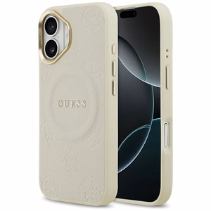 GUESS dėklas telefonui IPHONE 17, suderinamas su MagSafe GUHMP17SPSAMSECE (PU su bijūno karštu antspaudu) smėlinis