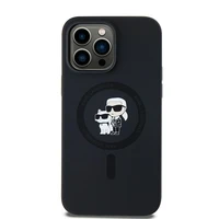 Karl Lagerfeld Silikoninis Karl&Choupette Magnetinis dėklas iPhone 14 Pro - juodas