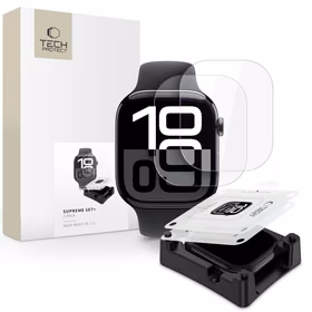 "Tech-Protect Supreme Hydrogel" hidrogelio plėvelės rinkinys, skirtas "Apple Watch 10" 46 mm laikrodžiui - skaidrus