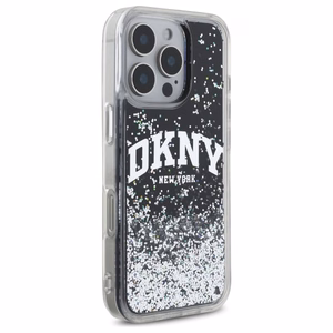 DKNY DKHCP16XLBNAEK iPhone 16 Pro Max 6.9" juodas/juodas kietas dėklas su skystu blizgučiu arkos logotipu