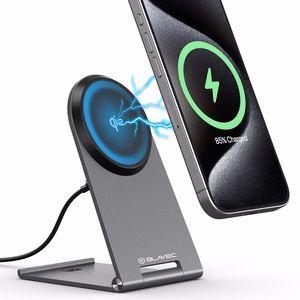Blavec indukcinis įkroviklis BQI-01 Qi2 15W magnetinis Magsafe + Raptor laidas type C į type C (BQI01-QI2MS) sidabrinis