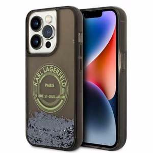 Karl Lagerfeld Skystas blizgučiai RSG dėklas telefonui iPhone 14 Pro - juodas