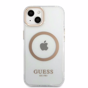 Guess GUHMP13MHTRMD iPhone 13 6.1 "auksinis / auksinis kietas dėklas Metalinis kontūras Magnetinis