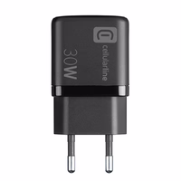Cellularline Multipower Micro GaN - USB-C & USB-A Power Delivery 30W mains įkroviklis (juodas)