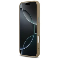 Guess Grained Triangle Logo Magnetinis dėklas telefonui iPhone 17 Pro Max rudas