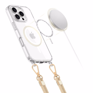 Tech-Protect FlexAir Chain MagSafe dėklas iPhone 16 Pro Max - skaidrus + 2 dirželiai (juodas ir taupe)