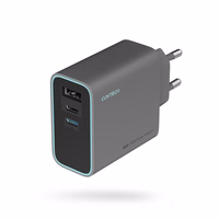 Cuktech CUKAD653EUGR 65W GaN sieninis įkroviklis 2 x USB-C 1 x USB-A - pilkas