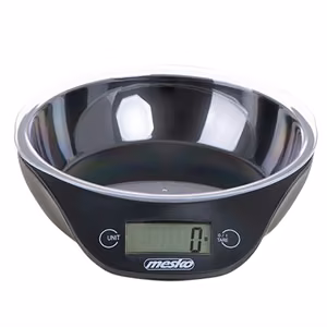 Mesko virtuvinės svarstyklės su dubeniu MS 3164, maksimalus svoris (talpa) 5 kg, padalos vertė 1 g, ekrano tipas LCD, juoda