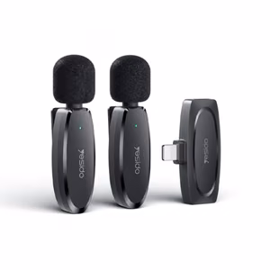 YESIDO KR14 MICROPHONE MEMS 2PCS WITH CLIP LIGHTNING BELAIDIS 2,4GHz juodas