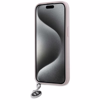 Karl Lagerfeld Saffiano Rhinestones & Charm dėklas telefonui iPhone 15 / 14 / 13 - rožinis