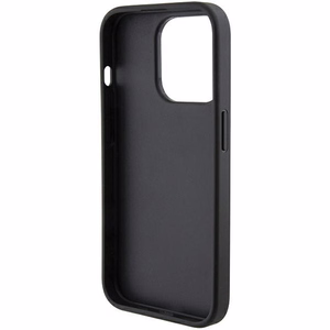 Ferrari Grip Stand Metal Logo dėklas iPhone 15 Pro – juodas