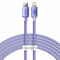 USB Kabelis Baseus "Crystal Shine" violetinis "Type-C / Lightning" 200cm (iki 20W)