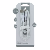 "Setty" USB - "Lightning" kabelis 1,2 m 2A KNA-L-1.220 baltas