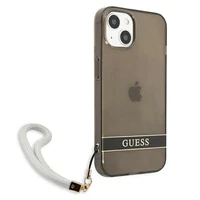 Guess GUHCP13SHTSGSK iPhone 13 mini 5.4" juodas/juodas kietasis dėklas su permatomu dizainu Stap