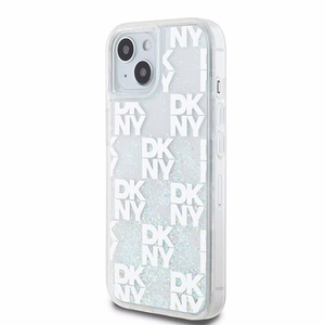 DKNY skystojo blizgučio daugiologo dėklas telefonui iPhone 15 / 14 / 13 - baltas