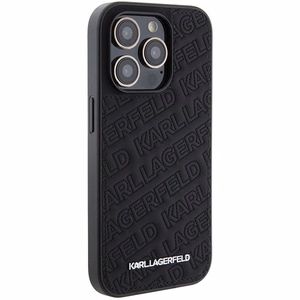 Karl Lagerfeld dygsniuotas dėklas telefonui su K raštu iPhone 15 Pro - juodas