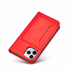 Magnetinis dėklas kortelėms iPhone 12 Pro Max dėklas kortelių piniginė kortelių laikiklis raudonas