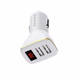 Borofone BZ11 Speed Map automobilinis įkroviklis su 2 USB-A jungtimis, su skaitmeniniu ekranu, baltas