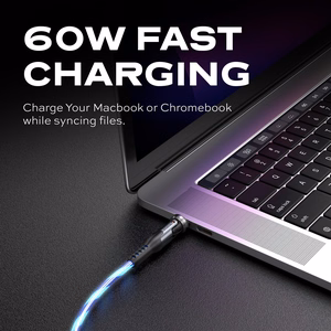 STATIK PowerPivot Pro, šviečiantis LED laidas, USB-C į USB-C, 2 m, juodas