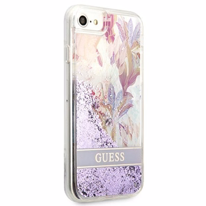 Чехол Guess Flower Liquid Glitter для iPhone SE 2022 / SE 2020 / 7 / 8 - фиолетовый