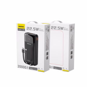Dudao K15Pro išorinė baterija 20000mAh 22.5W PD USB-C / USB-A / su įmontuotais Lightning ir USB-C kabeliais - juoda