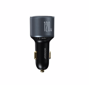 Joyroom JR-CCN07 120W automobilinis įkroviklis 2xUSB-C USB-A + USB-C kabelis 100W - tamsiai pilkas