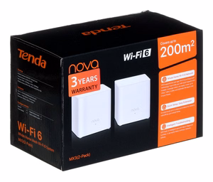 Tenda MX3 (2-PACK) tinklo „Wi-Fi“ sistema Dviguba juosta (2,4 GHz / 5 GHz) Wi-Fi 6 (802.11ax) Balta 1 Vidinis