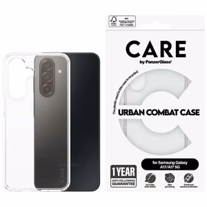 CARE by PanzerGlass Flagship Urban Combat Dėklas for Samsung Galaxy M17 5G / A17 / A17 5G - skaidrus