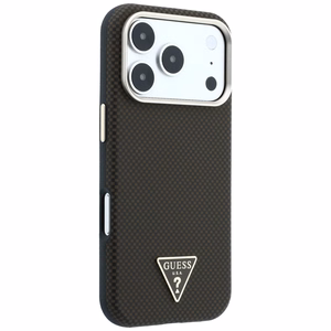 Guess Kevlar Triangle Logo MagSafe dėklas, skirtas iPhone 17 Pro / 18 Pro – spalva: ruda