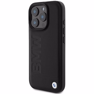 BMW odinis dėklas su karštu antspaudu iPhone 16 Pro - juodas