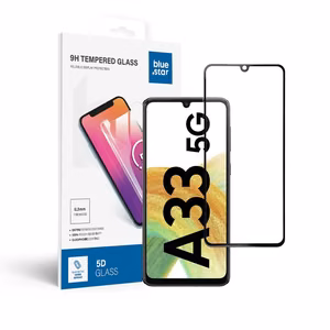 Apsauginis stiklas Blue Star - SAMSUNG A33 5G viso ekrano (su rėmeliu, mažo dydžio) - juodas
