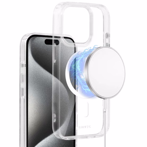 Liavec Blizgus Magnetinis Skaidrus dėklas telefonui Iphone 15 Pro balta