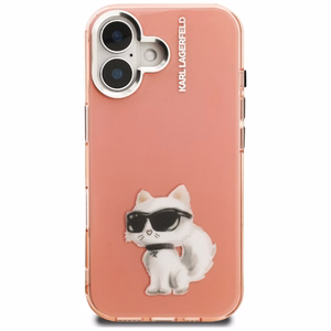 Karl Lagerfeld IML Aquarelle Choupette & Logo iPhone 16 deklas - rozinis