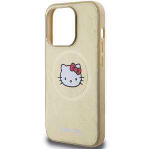Hello Kitty odinis Kitty Head magnetinis dėklas telefonui iPhone 15 Pro Max - auksinis