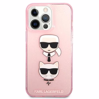 Karl Lagerfeld KLHCP13LKCTUGLP iPhone 13 Pro / 13 6,1\" Dėklas telefonui - rožinis Glitter Karl's & Choupette