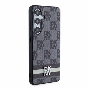 DKNY Leather Checkered Mono Pattern & Printed Stripes Чехол для Samsung Galaxy S24 - чёрный