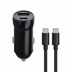 "Maxlife MXCC-04 PD QC automobilinis įkroviklis 1x USB-C 1x USB 20W juodas + USB-C - USB-C kabelis 60W