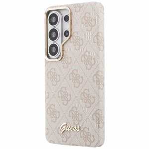 Dėklas Guess PU 4G Script Metal Logo Magnetic Samsung S948 S26 Ultra rožinis
