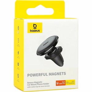 Baseus car holder magnetic with cable clip black new2 air vent