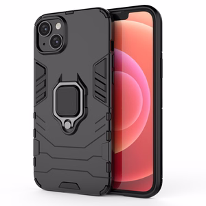 Ring Armor dėklas telefonui iPhone 14 Plus šarvuotas dangtelis su magnetiniu laikikliu ir žiedu juodas