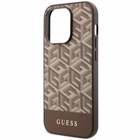Guess GUHMP14XHGCFSEW iPhone 14 Pro Max 6.7" rudas/rudas kietas dėklas GCube Stripes MagSafe
