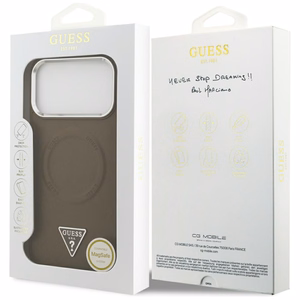 Guess Trikampio logotipo magnetinis dėklas iPhone 17 Pro - rudas