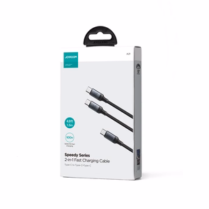 Joyroom Speedy Series S-A21 2in1 USB-C - USB-C / USB-C kabelis 100W 1.5 m - juodas