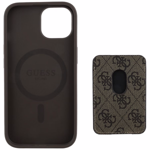 Guess 4G Stripes dėklas su Magnetinė pinigine iPhone 15 - rudas
