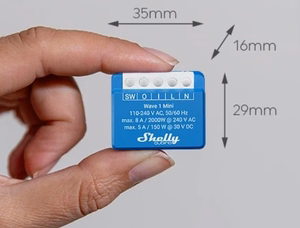 Shelly Qubino Wave 1 Mini LR išmanusis jungiklis Z-Wave mėlynas