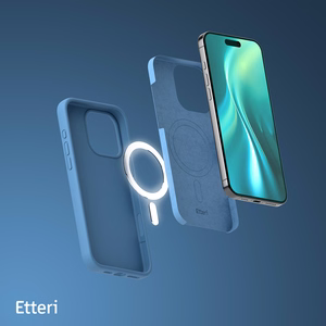 "Etteri" silikoninis magnetinis dėklas "iPhone 16 Pro Max" 6,9" tamsiai mėlynas