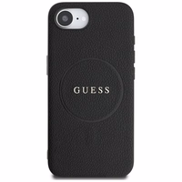 Guess PU Grained Classic Logo dėklas telefonui iPhone 16e su MagSafe - juodas